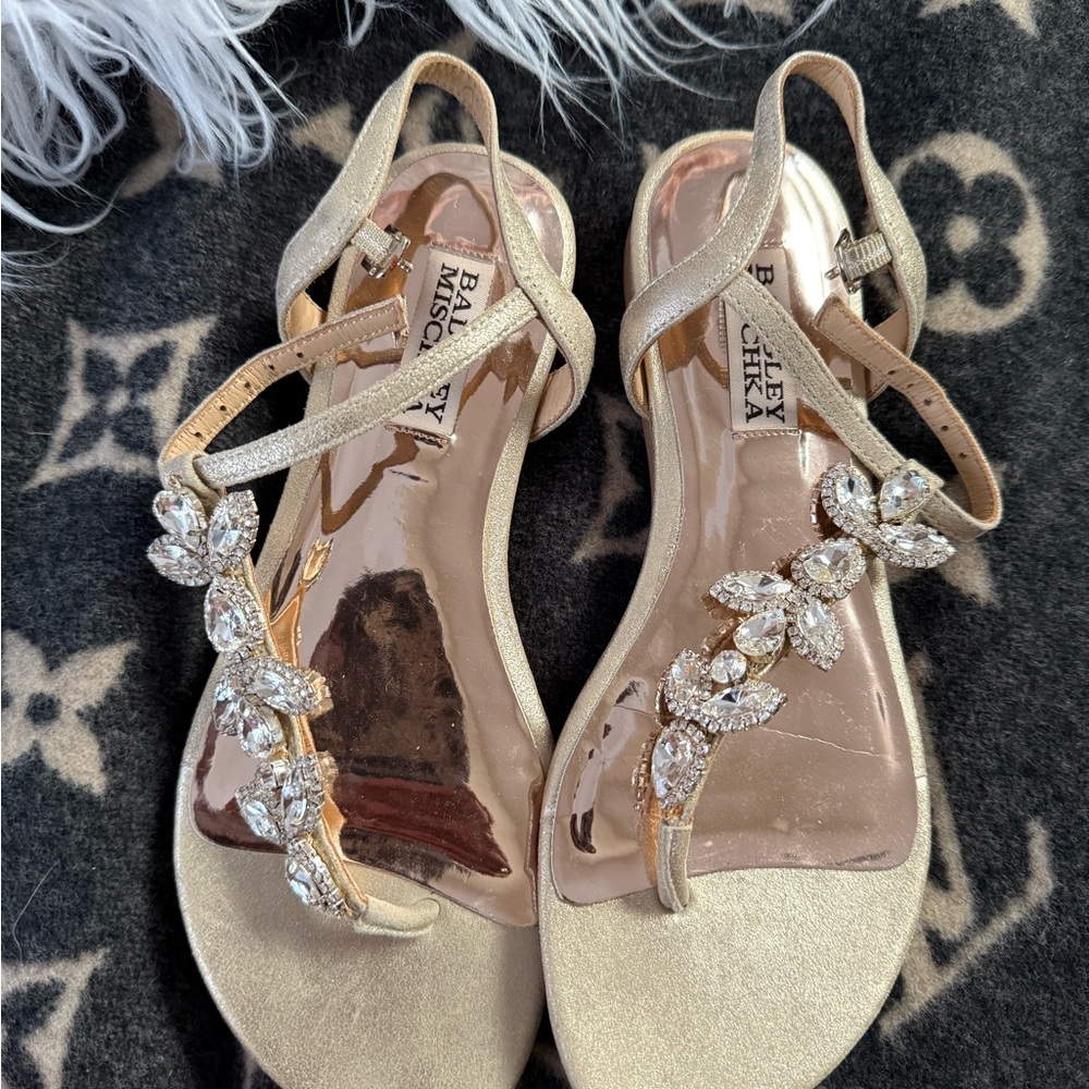 Badgley Mischka Gold Crystal Sandals size 5.5